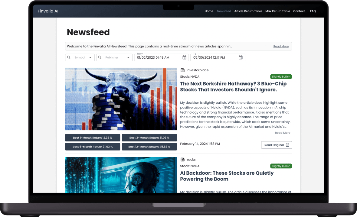 A preview of the newsfeed articles